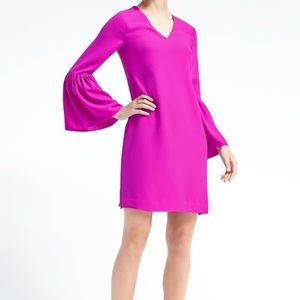 Banana Republic magenta bell sleeve shift dress